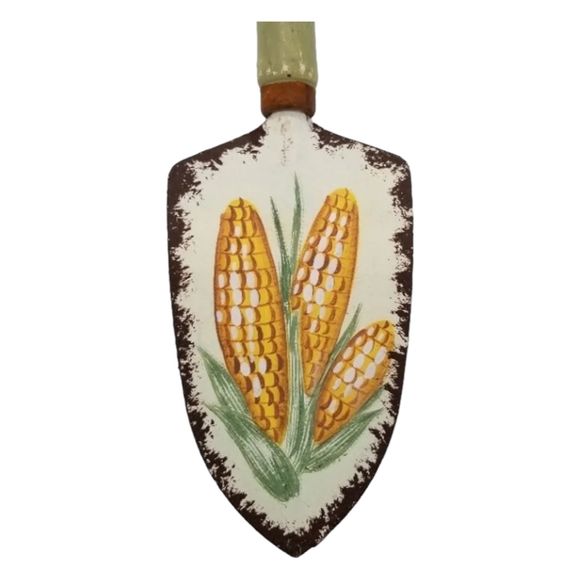 3pc Veggie Plaque 2 Trowels Corn Carrots Garden Patio Decor Wood Metal - Picture 4 of 5